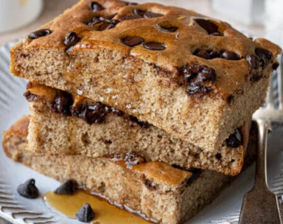 Peanut Butter Chocolate Chip Protein Pancakes