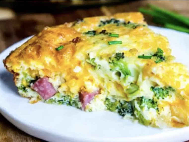 Broccoli, Ham and Cheese Crustless Quiche