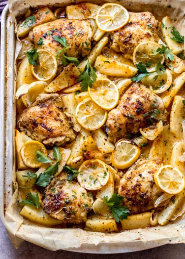 Garlic Herb Chicken & Lemon Roasted Potatoes