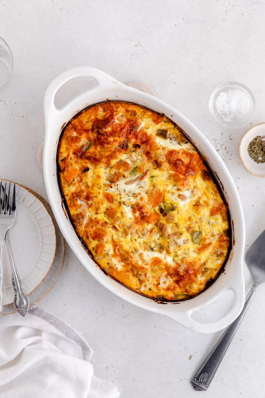Sausage Roasted Tomato & Cheese Crustless Quiche