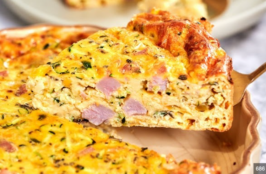 Ham Sweet Potato & Cheese Crustless Quiche