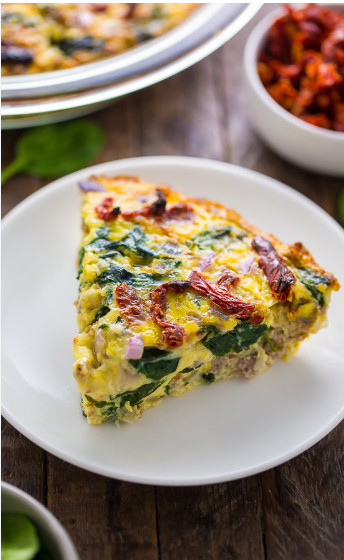 Roasted Tomato, Spinach & Italian Sausage Crustless Quiche