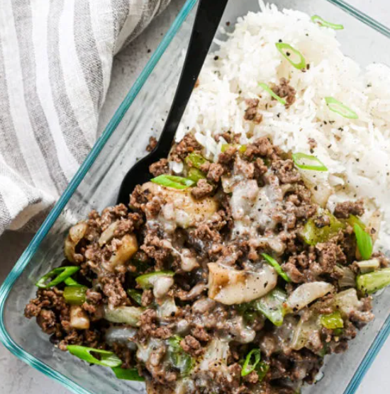Ground Beef Philly Cheesesteak Bowl