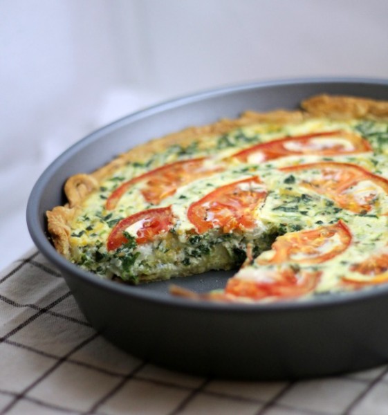 Roasted Tomato Spinach Cheese Crustless Quiche